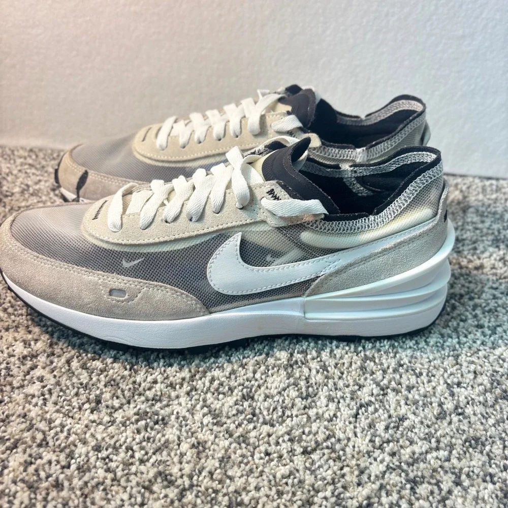 Nike Waffle One Summit White Black Mesh Suede Sneakers Shoes Women's size 8.5